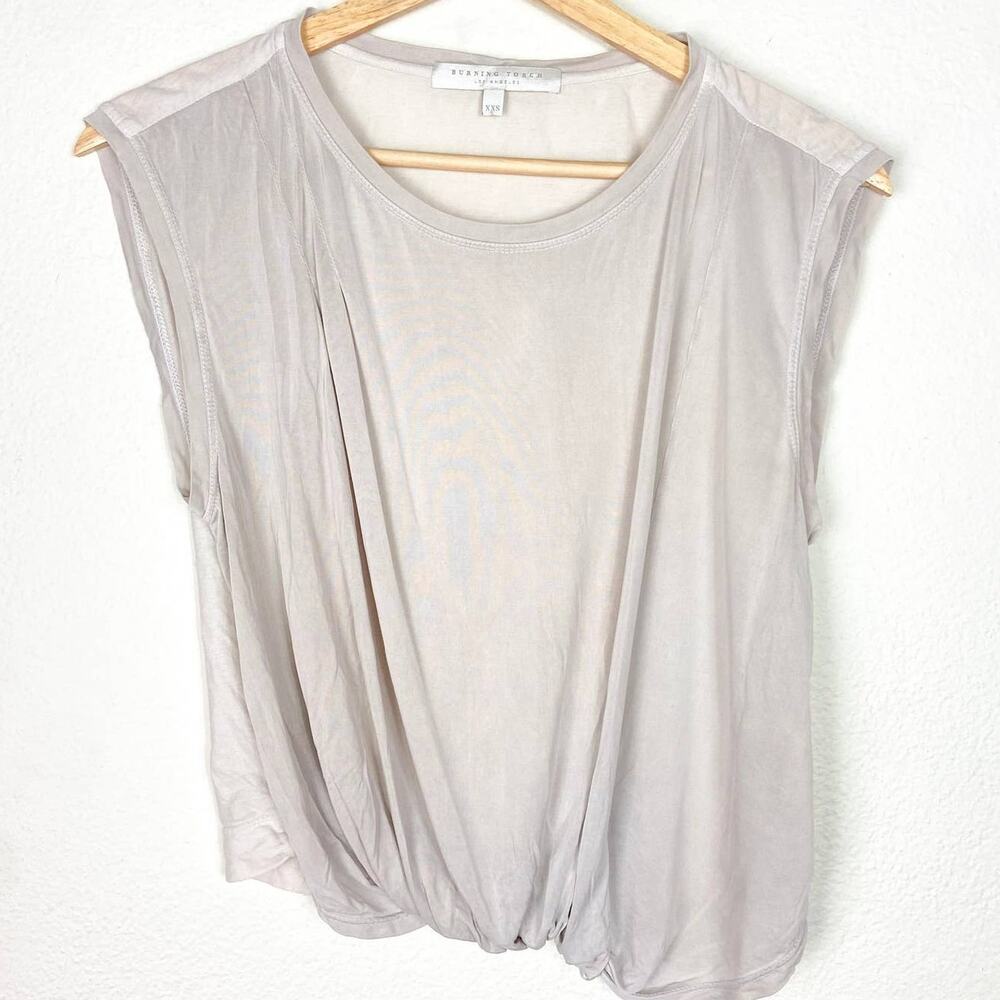 Burning Torch Asymmetric Crop Top Size XXS Bone Gray Knit Tank‎ Draped